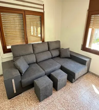 Sofá modular gris tela