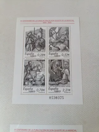 Lote 4 Sellos Don Quijote 1605-2005