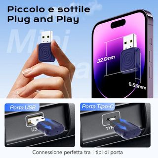 Carlinkit Mini Adattatore Wireless USB-A/C