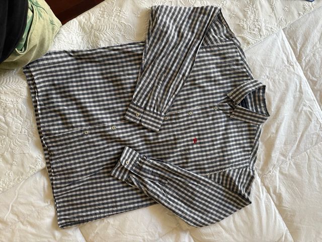 Camisa Burberry London cuadros gris y blanco