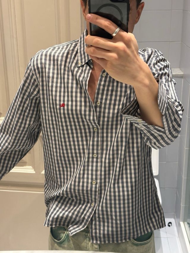 Camisa Burberry London cuadros gris y blanco