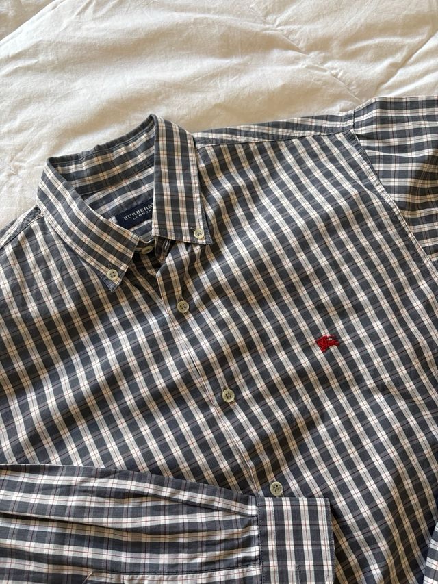 Camisa Burberry London cuadros gris y blanco