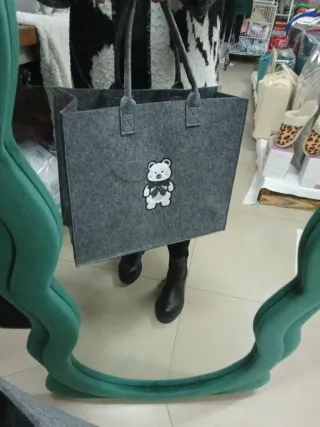 Borsa in feltro + plaid matrimoniale grigio