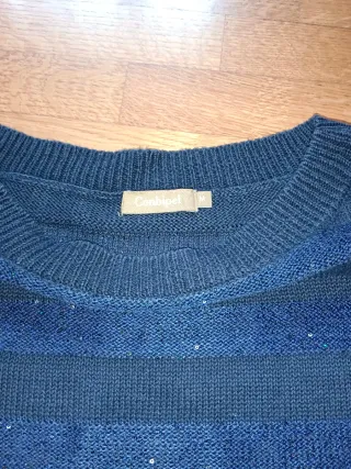 Maglia blu maniche corte a righe