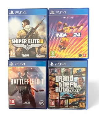 Pack 4 Juegos PS4: Sniper Elite, NBA 2K24, Battlef