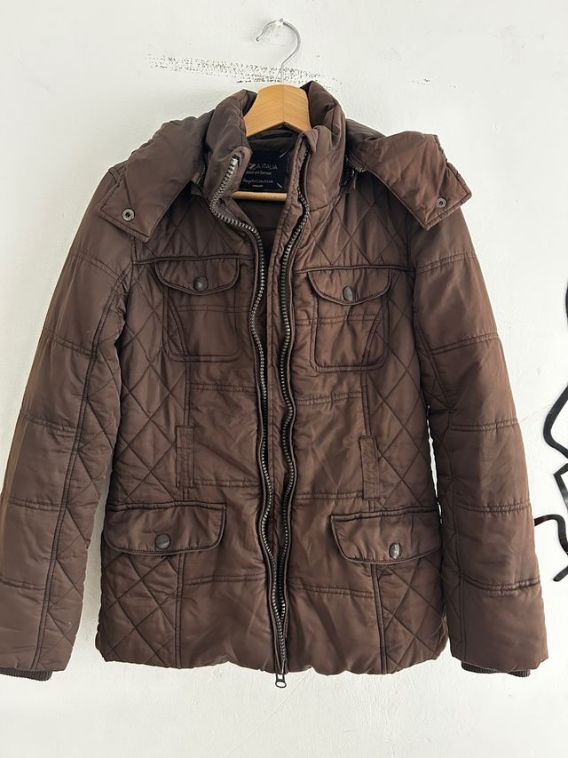 Abrigo acolchado marrón Talla S