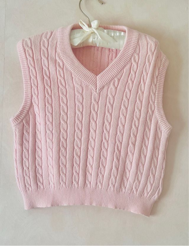 Chaleco de punto rosa subdued