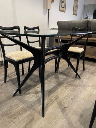 Mesa Comedor Cristal y 6 Sillas Madera