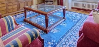 Alfombra Oriental Terciopelo Azul y Dorado