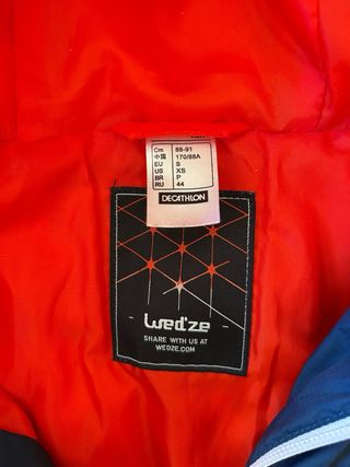 Giacca piumino sci Wedze blu/arancione taglia S