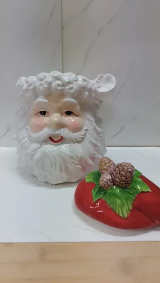 Babbo Natale Contenitore Biscotti Ceramica