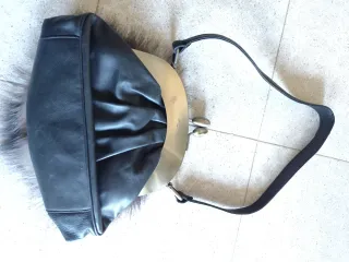 Bolso Piel Negra Renato Angi Gris