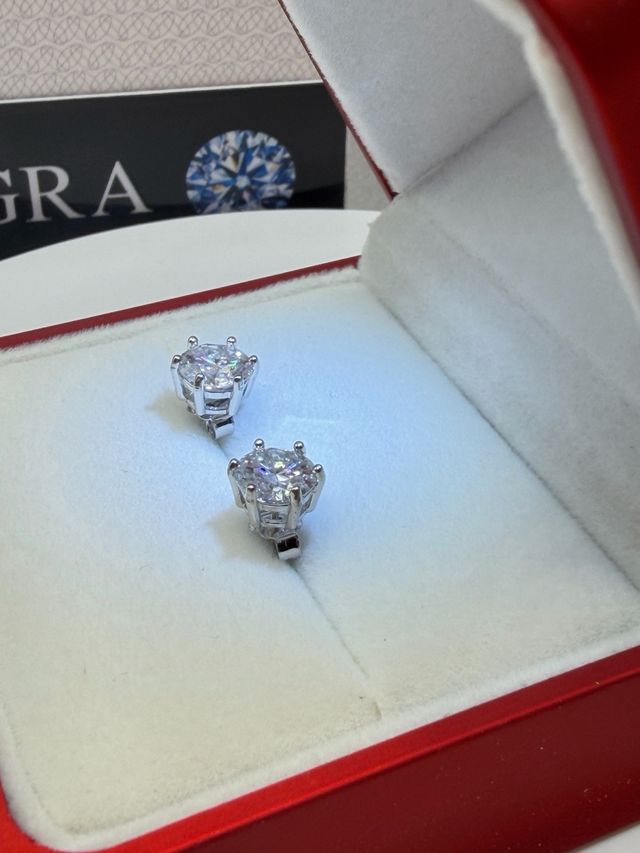 Orecchini Argento e Moissanite 1 ct (6.5mm)