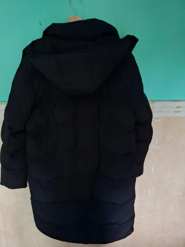 Abrigo largo de Zara, color negro y Talla L