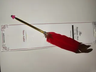 Pluma de escritura roja con detalles dorados