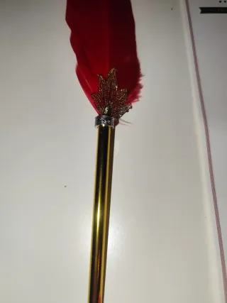 Pluma de escritura roja con detalles dorados