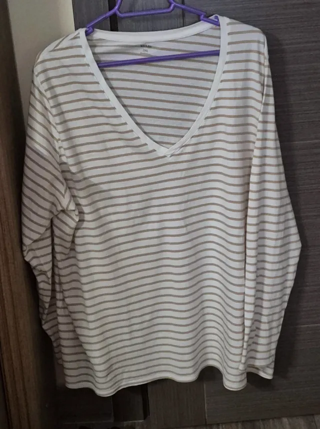 Camiseta kiabi Rayas Beigey blancas. Talla XXXL