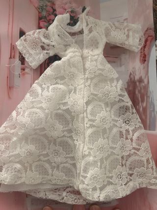 Vestido de novia de encaje blanco para muñeca