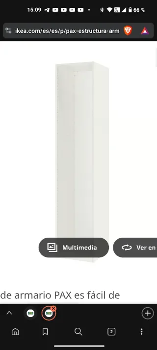 Estructura Armario PAX Ikea Blanco 50cm con puerta