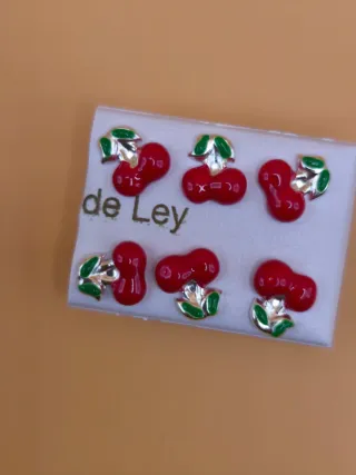 Pendientes de niña  cereza plata