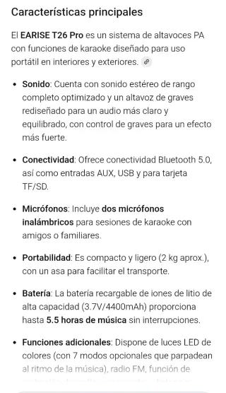 EARISE T26U Pro Karaoke con Micrófono