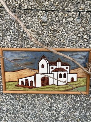 Cuadro de cerámica pueblo sol rojo