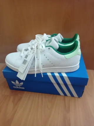 Zapatillas Adidas Stan Smith Blancas y Verdes Tall
