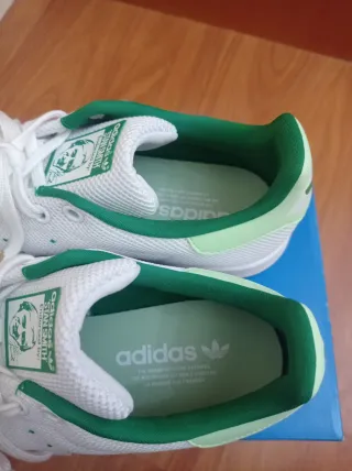 Zapatillas Adidas Stan Smith Blancas y Verdes Tall