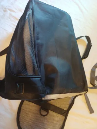 Transportín tela perro beige y negro