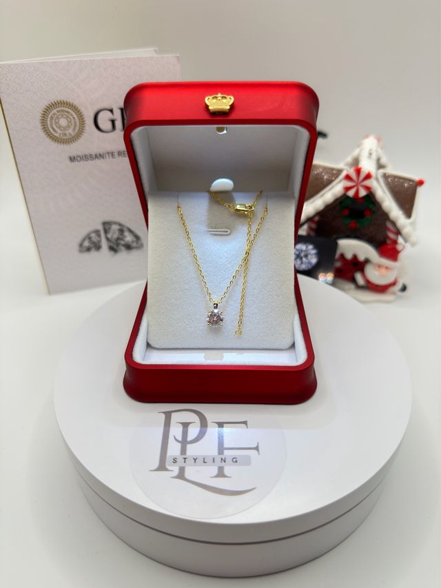 Collana Punto Luce Moissanite 1 ct Oro