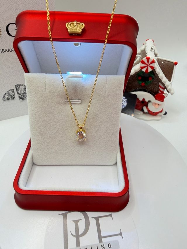 Collana Punto Luce Moissanite 1 ct Oro