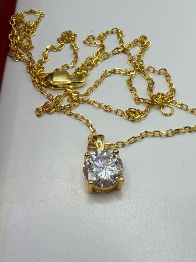 Collana Punto Luce Moissanite 1 ct Oro