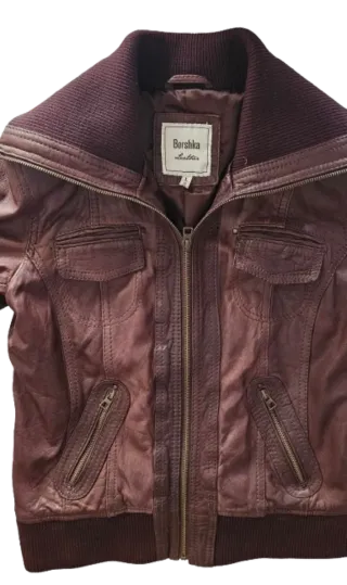 Cazadora de piel marrón chocolate