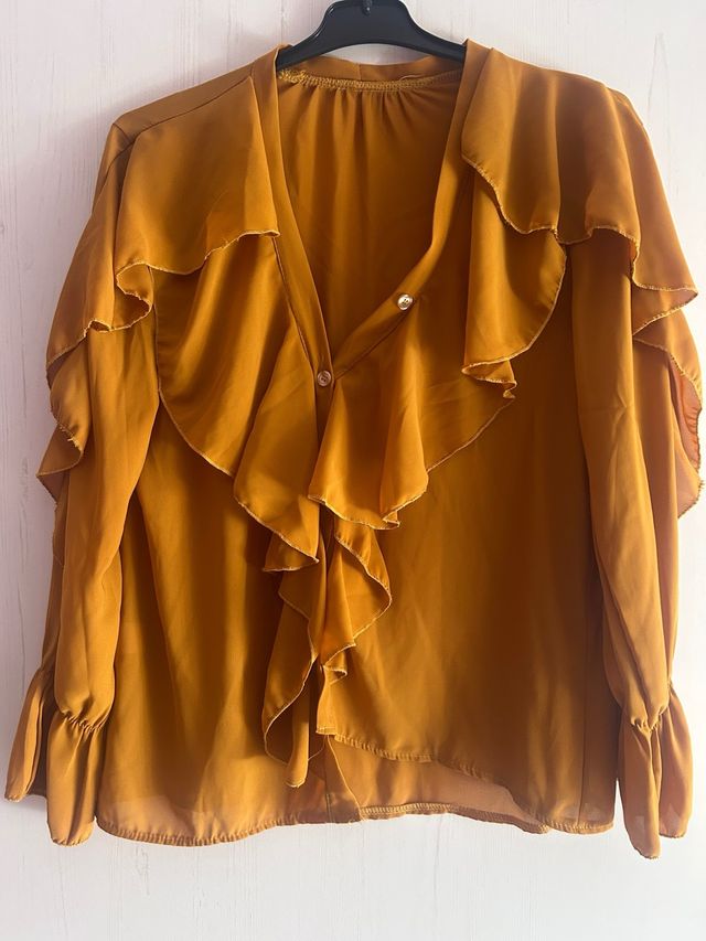 Camisa mujer volantes naranja