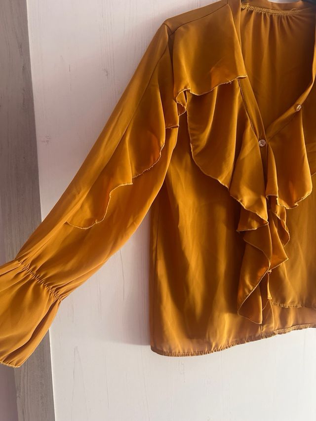 Camisa mujer volantes naranja