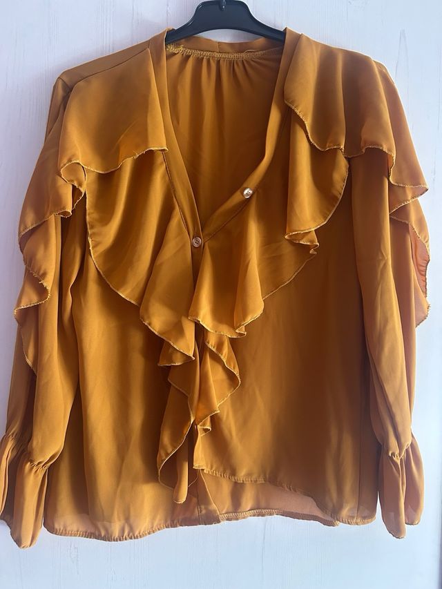 Camisa mujer volantes naranja