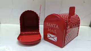 Set Scatola in latta Babbo Natale a pois rossi