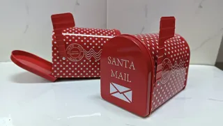 Set Scatola in latta Babbo Natale a pois rossi