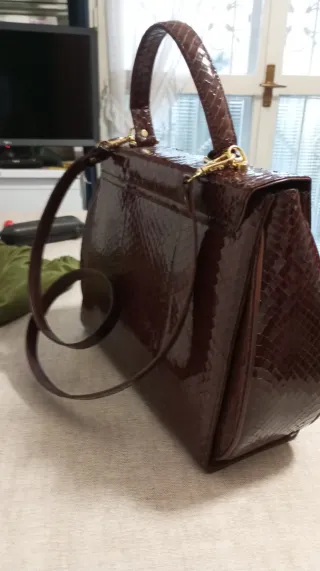 Borsa donna pelle rettile marrone