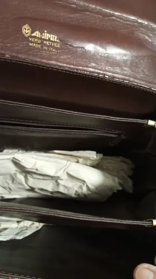 Borsa donna pelle rettile marrone