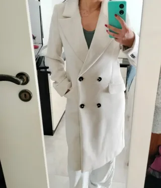 Cappotto avorio misto lana