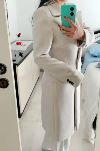 Cappotto avorio misto lana