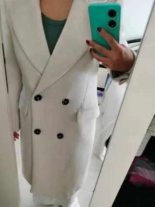 Cappotto avorio misto lana