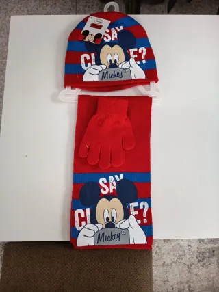 Conjunto Disney Mickey Gorro Bufanda Guantes