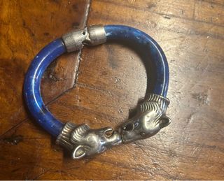 Bracciale blu con teste di pantera