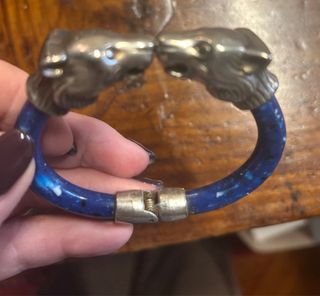 Bracciale blu con teste di pantera