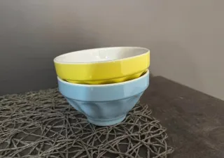 Set 2 tazze da colazione Blu Giallo in ceramica.