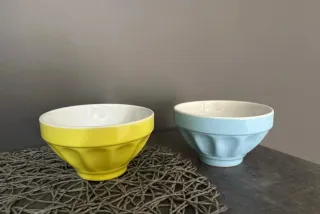 Set 2 tazze da colazione Blu Giallo in ceramica.