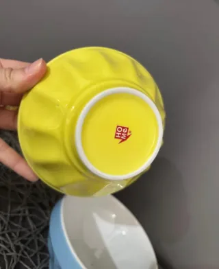 Set 2 tazze da colazione Blu Giallo in ceramica.