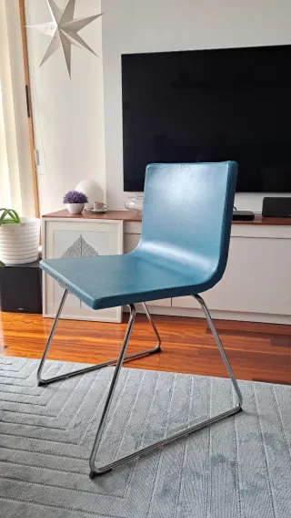 4 Sedie Bernhard Ikea in Pelle Blu
